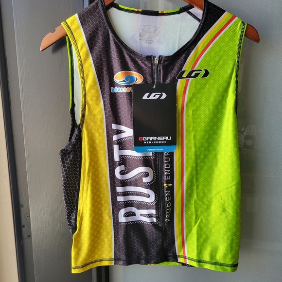 NEW Louis Garneau Half Zip Green Neon SPF 50 / Pockets Bike Cycling Jersey XL - Picture 1 of 12
